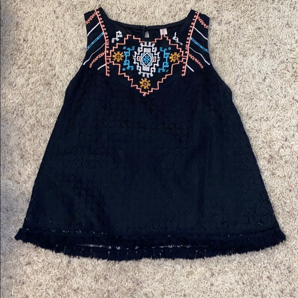 black mesh patterned tank top